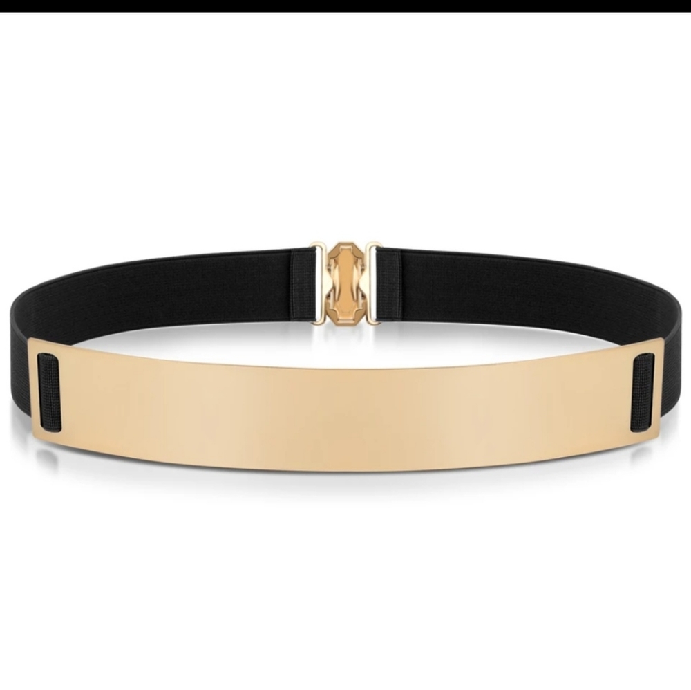 Women's belt Elastic Mirror Metal Waist Belt Metal